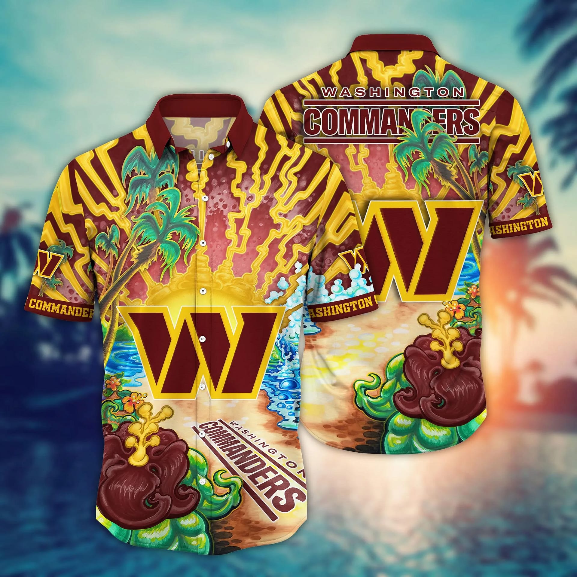 Washington Commanders Seashore NFL Football Team Hawaiian Shirt Washington Commanders Seashore NFL Football Team Hawaiian Shirt