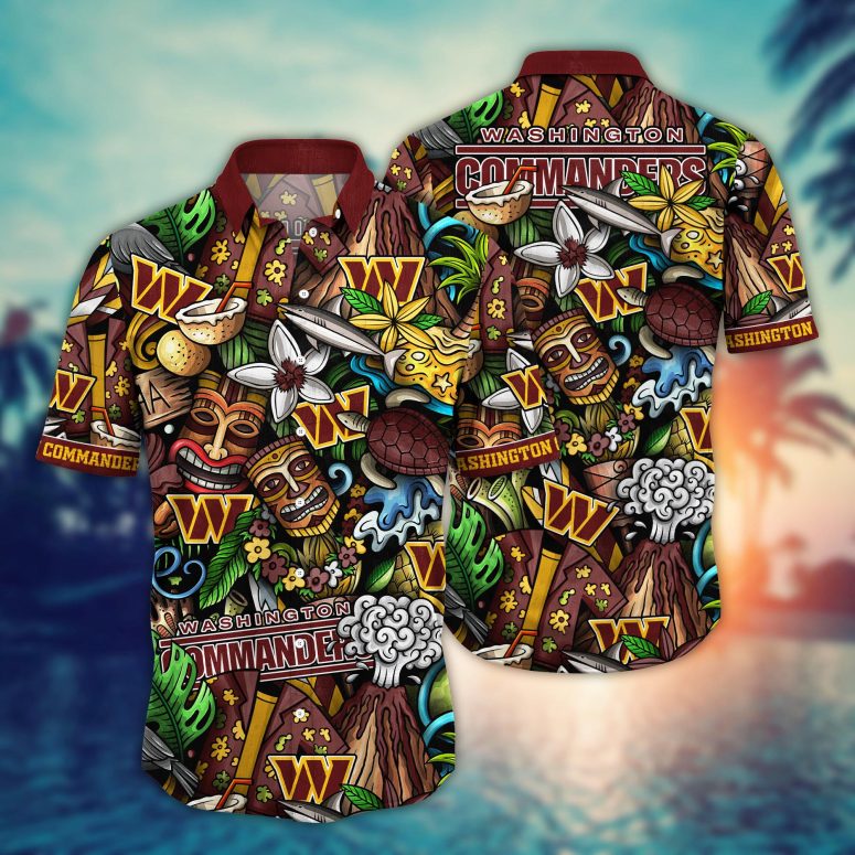 Washington Commanders Tiki Island Hawaiian Shirt Washington Commanders Tiki Island Hawaiian Shirt