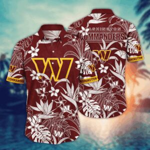 Washington Commanders Tropical Flower NFL Football Team Hawaiian Shirt