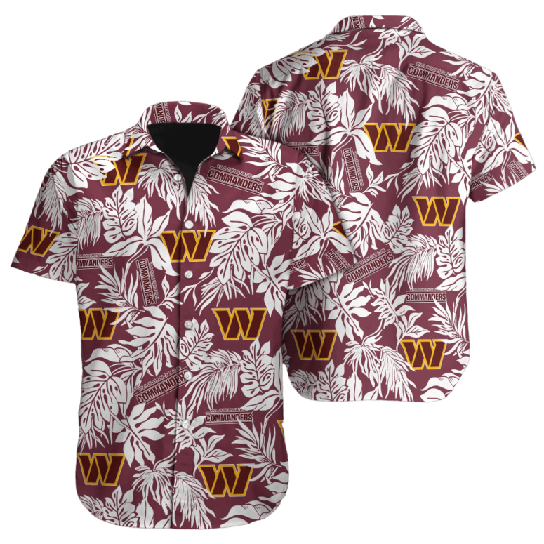 Washington Commanders Tropical Leaves Hawaiian Shirt Washington Commanders Tropical Leaves Hawaiian Shirt