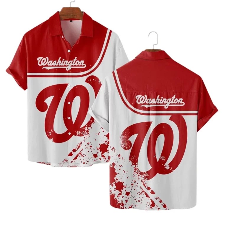Washington Nationals Sunset Palms Hawaiian Shirt Washington Nationals Sunset Palms Hawaiian Shirt