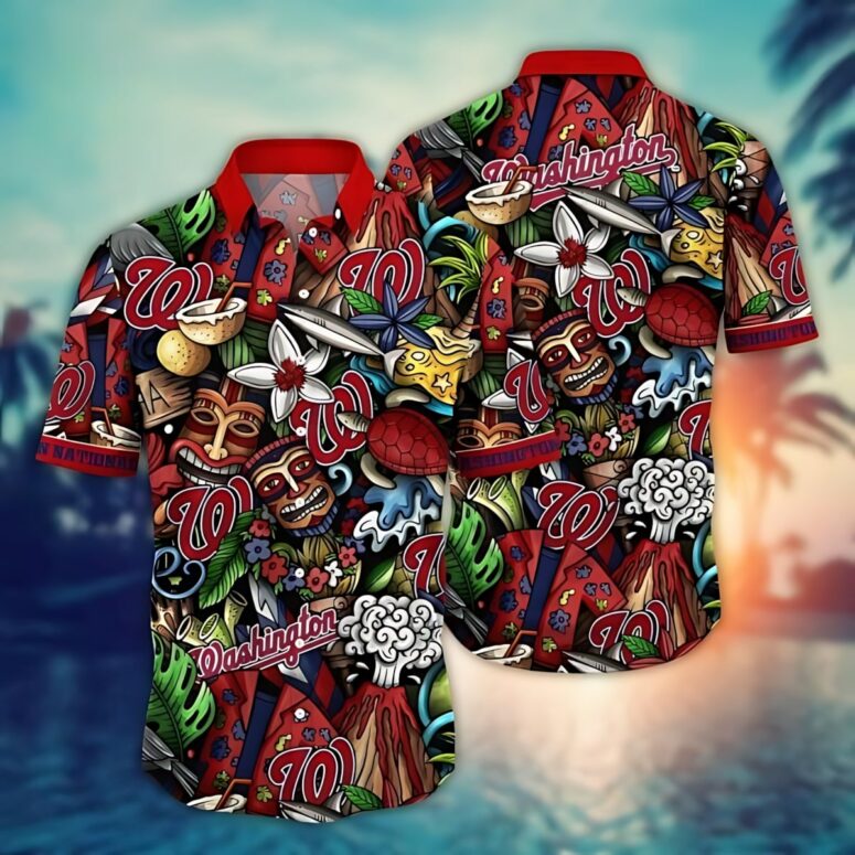 Washington Nationals Tropical Splash Hawaiian Shirt Washington Nationals Tropical Splash Hawaiian Shirt