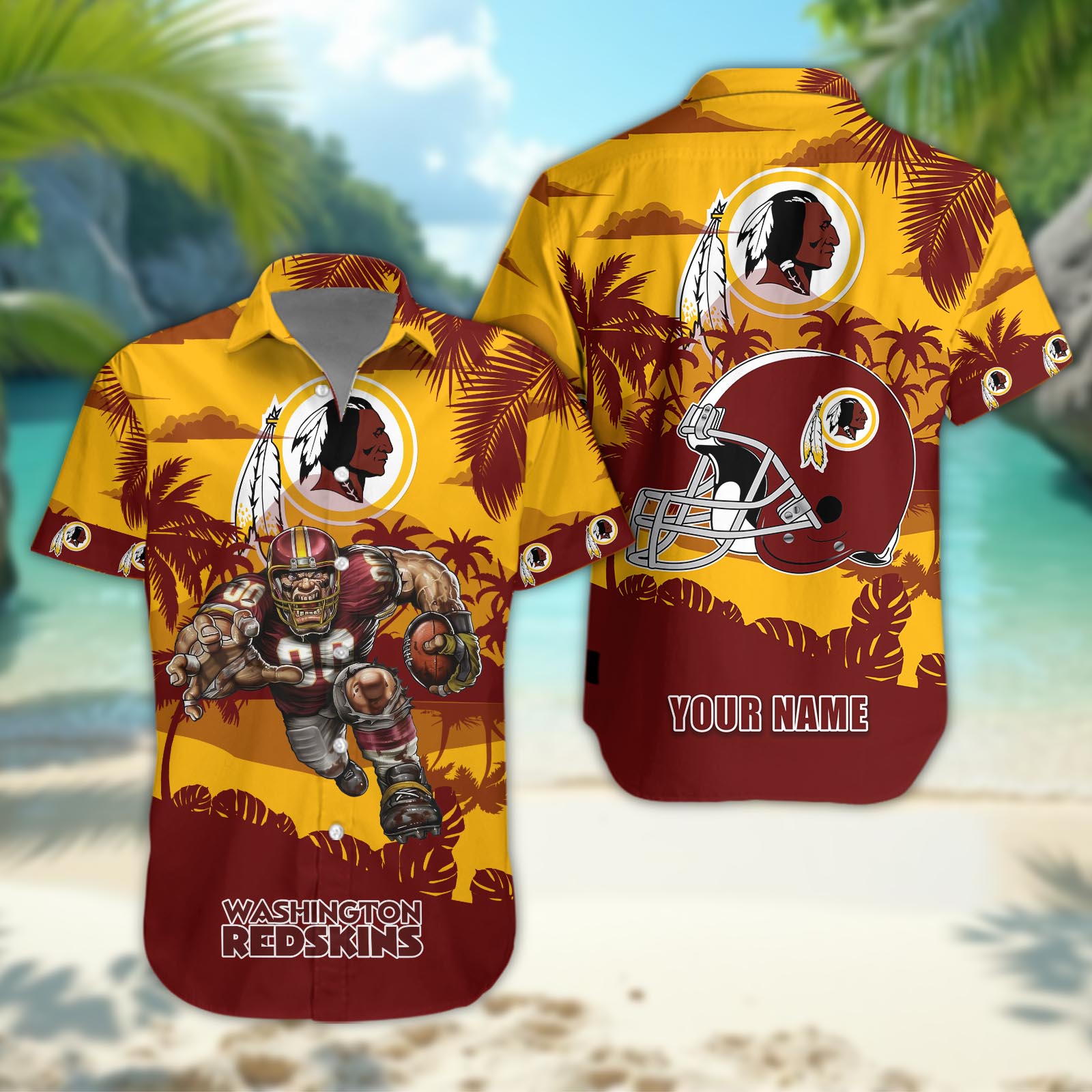 Washington Redskin Personalized Hawaiian Shirt ??Custom Name Washington Redskin Personalized Hawaiian Shirt ??Custom Name