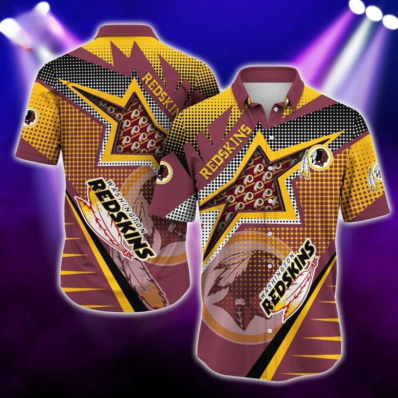 Washington Redskins Star Burst Hawaiian Shirt Washington Redskins Star Burst Hawaiian Shirt