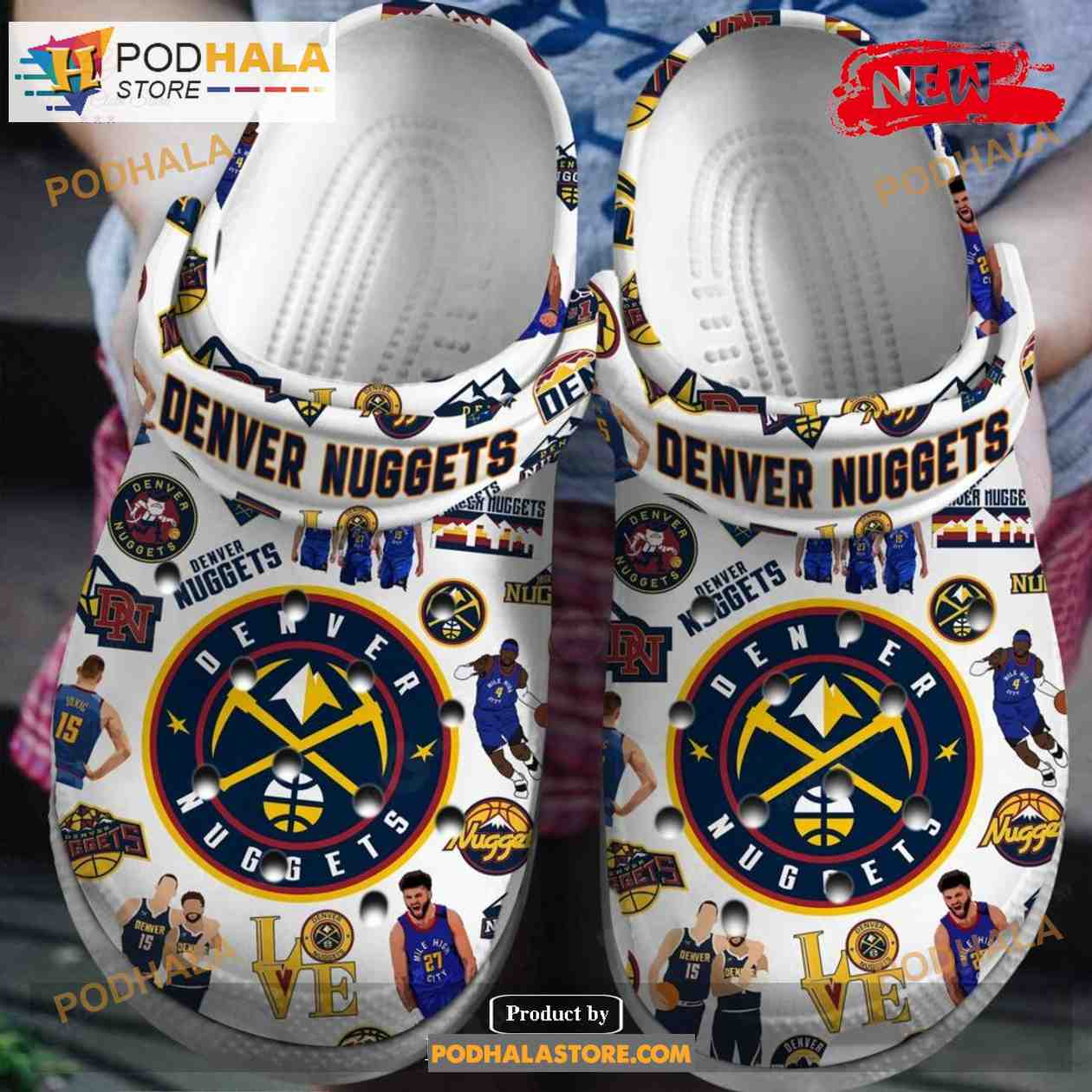 2023 NBA Champions Denver Nuggets Basketball White Crocs Classic Clog Shoes 2023 NBA Champions Denver Nuggets Basketball White Crocs Classic Clog Shoes