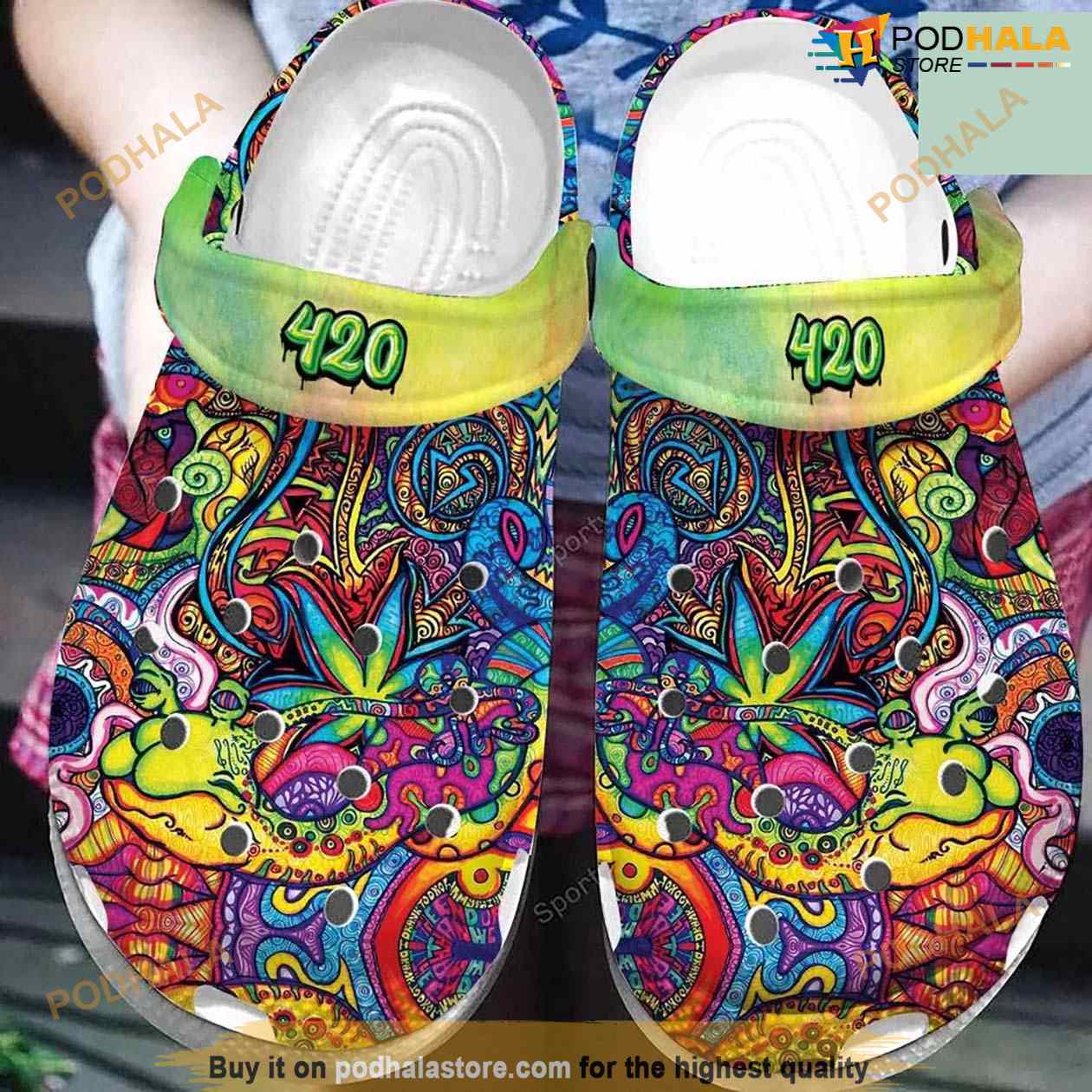 420 Hippie Trippy Tie Dye Weed Crocs Clogs Shoes 420 Hippie Trippy Tie Dye Weed Crocs Clogs Shoes