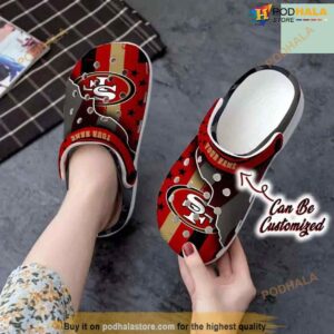 49ers Crocs – Personalized San Francisco 49ers Team American Flag Line Clog Shoes