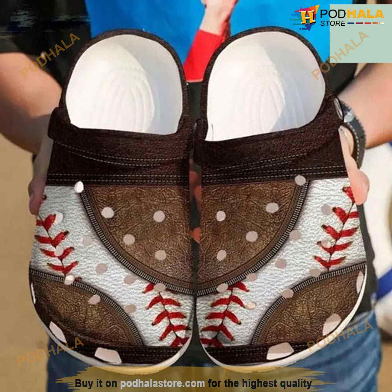 A Baseball Brown Pattern Crocs Clogs Shoes Clog For Men Women A Baseball Brown Pattern Crocs Clogs Shoes Clog For Men Women