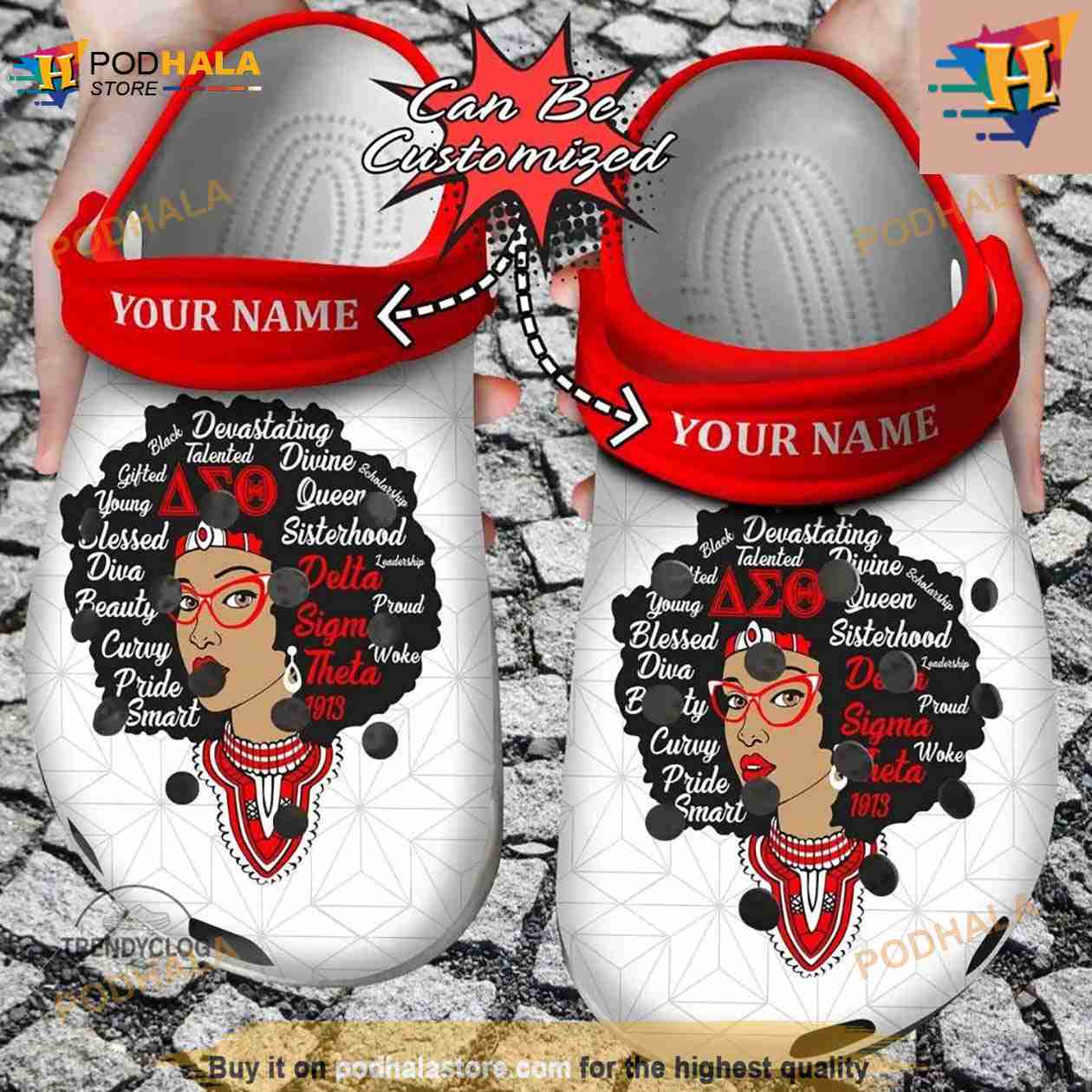 African American Personalized Delta Sigma Theta Queen Crocs Clog Shoes African American Personalized Delta Sigma Theta Queen Crocs Clog Shoes