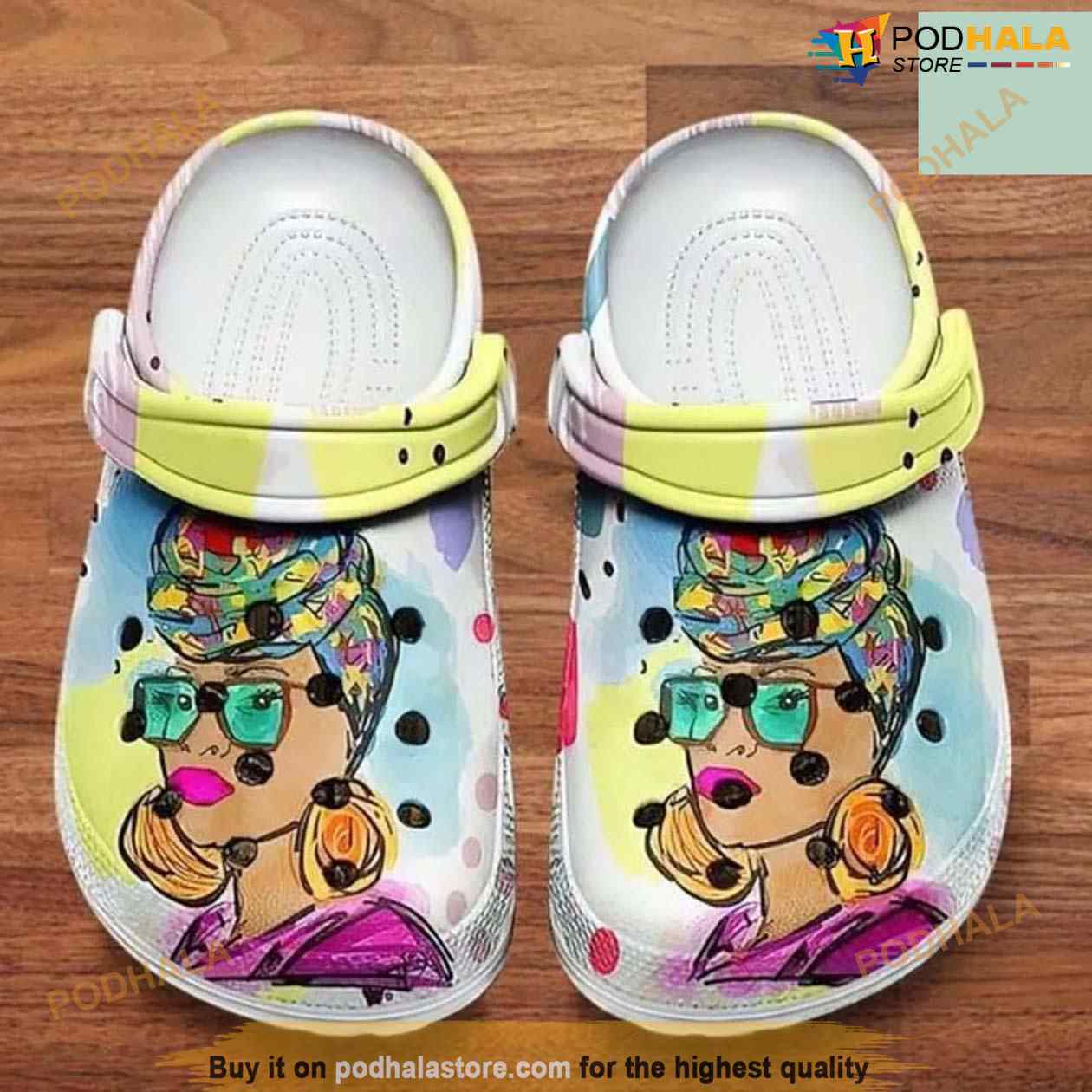 Afro Black Women Art Headwrap Colorful Styless Black History Month Women Crocs Clog Shoes Afro Black Women Art Headwrap Colorful Styless Black History Month Women Crocs Clog Shoes