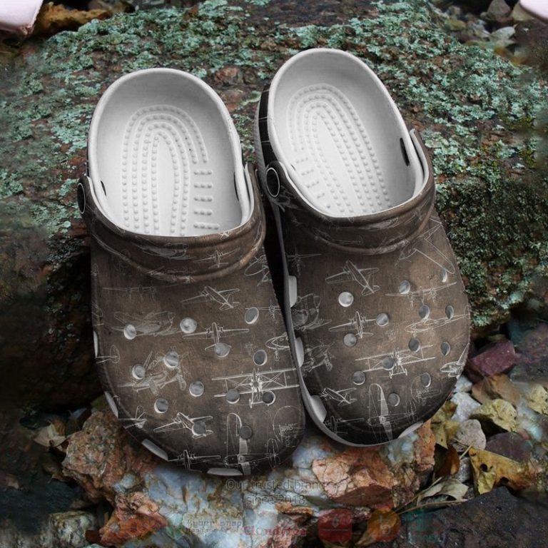 Airplane-Patent-Print-Crocband-Crocs-Clog-Shoes-3