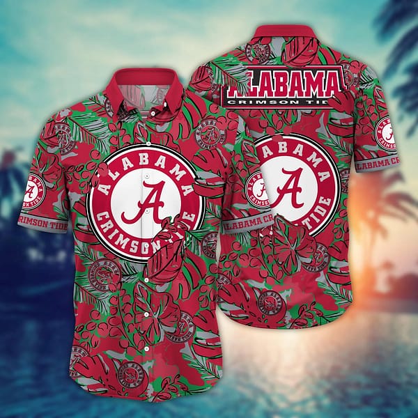 Alabama Crimson Tide Tropical Floral Hawaiian Shirt Alabama Crimson Tide Tropical Floral Hawaiian Shirt