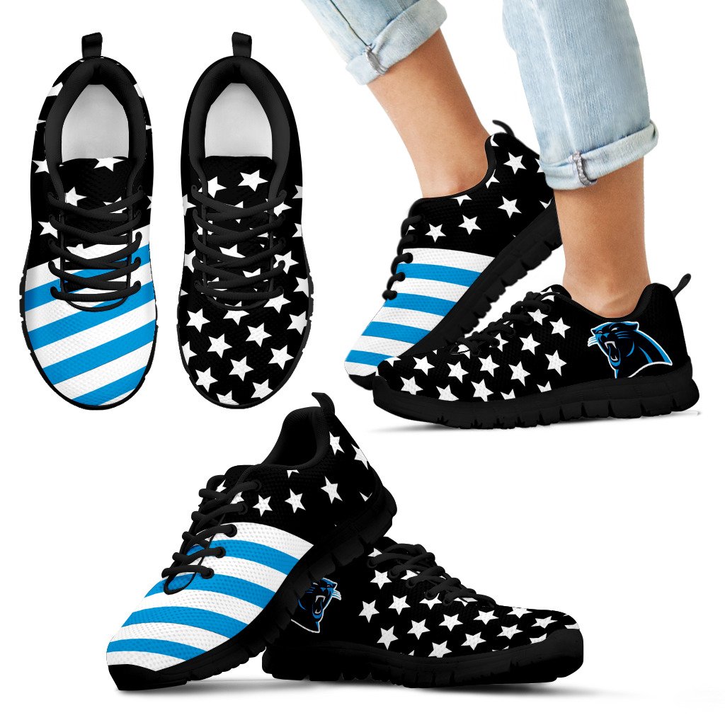 America Flag Full Stars Stripes Carolina Panthers Sneakers America Flag Full Stars Stripes Carolina Panthers Sneakers