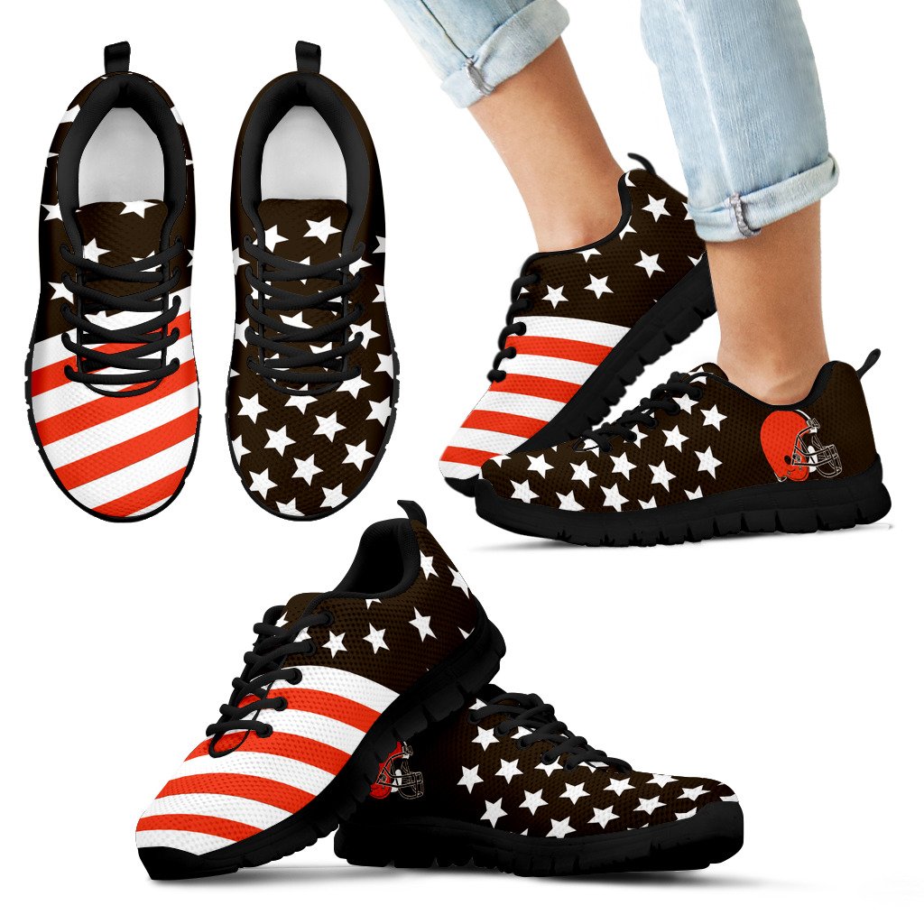 America Flag Full Stars Stripes Cleveland Browns Sneakers America Flag Full Stars Stripes Cleveland Browns Sneakers