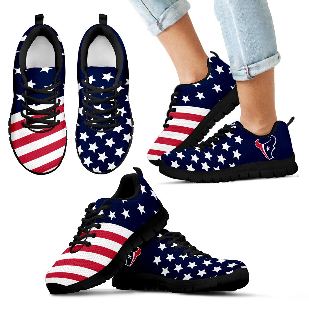 America Flag Full Stars Stripes Houston Texans Sneakers America Flag Full Stars Stripes Houston Texans Sneakers