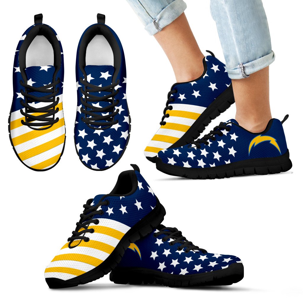 America Flag Full Stars Stripes Los Angeles Chargers Sneakers America Flag Full Stars Stripes Los Angeles Chargers Sneakers