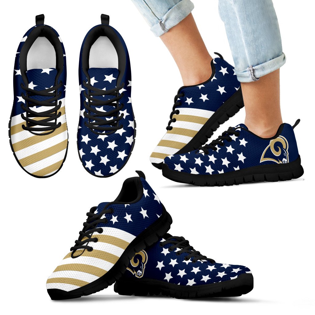 America Flag Full Stars Stripes Los Angeles Rams Sneakers America Flag Full Stars Stripes Los Angeles Rams Sneakers