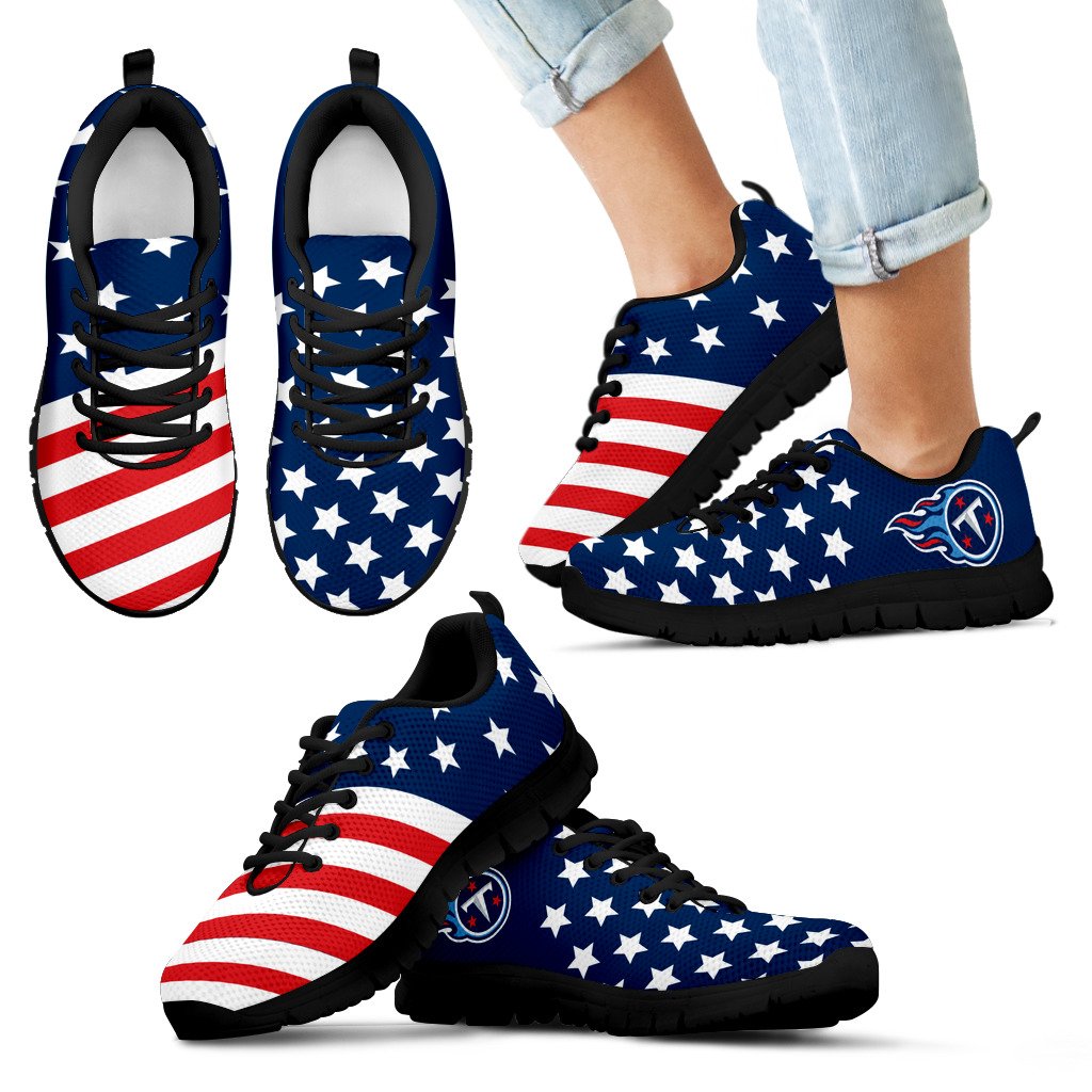 America Flag Full Stars Stripes Tennessee Titans Sneakers America Flag Full Stars Stripes Tennessee Titans Sneakers
