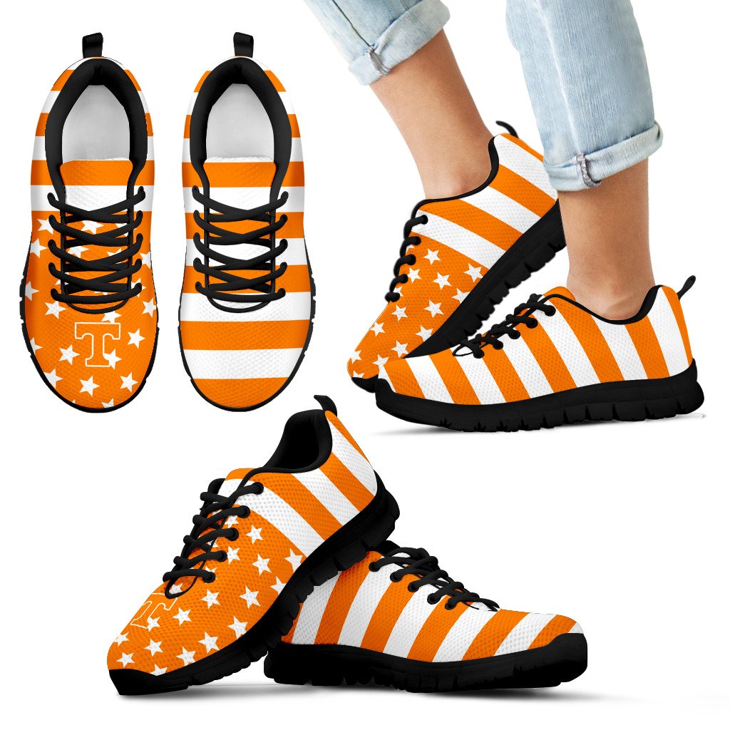 America Flag Logo Bottom Stripes Tennessee Volunteers Sneakers America Flag Logo Bottom Stripes Tennessee Volunteers Sneakers