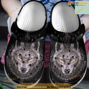 Angry Grey Wolf Shoes Wolf In The Drark Clogsbland Crocs Clog Shoes