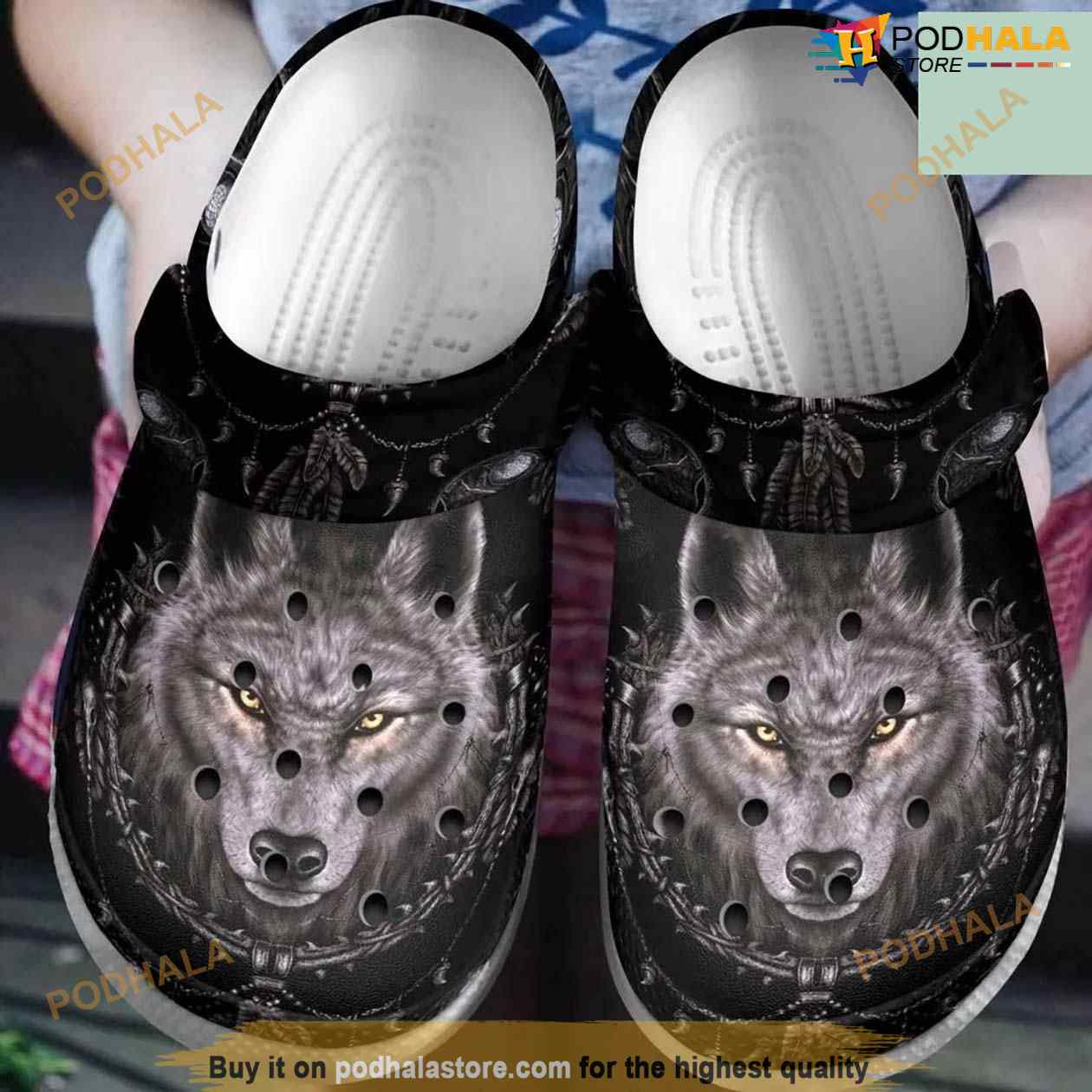 Angry Grey Wolf Shoes Wolf In The Drark Clogsbland Crocs Clog Shoes Angry Grey Wolf Shoes Wolf In The Drark Clogsbland Crocs Clog Shoes