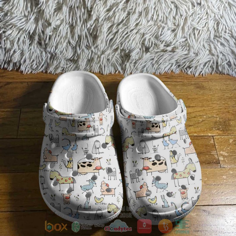 Animal Famer Pattern Crocs Crocband Shoes Animal Famer Pattern Crocs Crocband Shoes