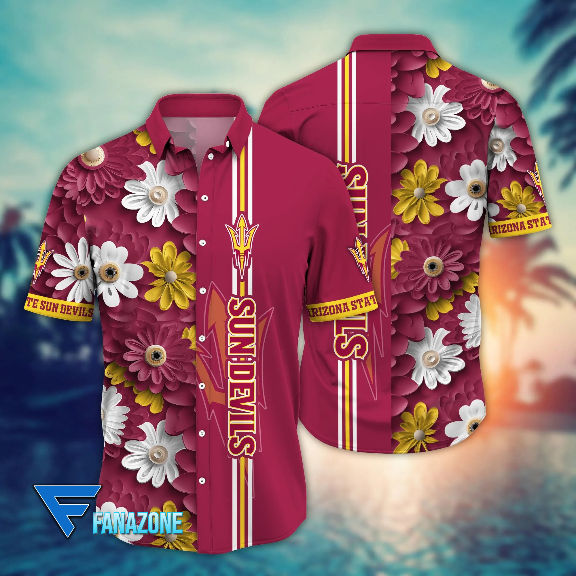 Arizona State Sun Devils Blossom Aloha Hawaiian Shirt Arizona State Sun Devils Blossom Aloha Hawaiian Shirt