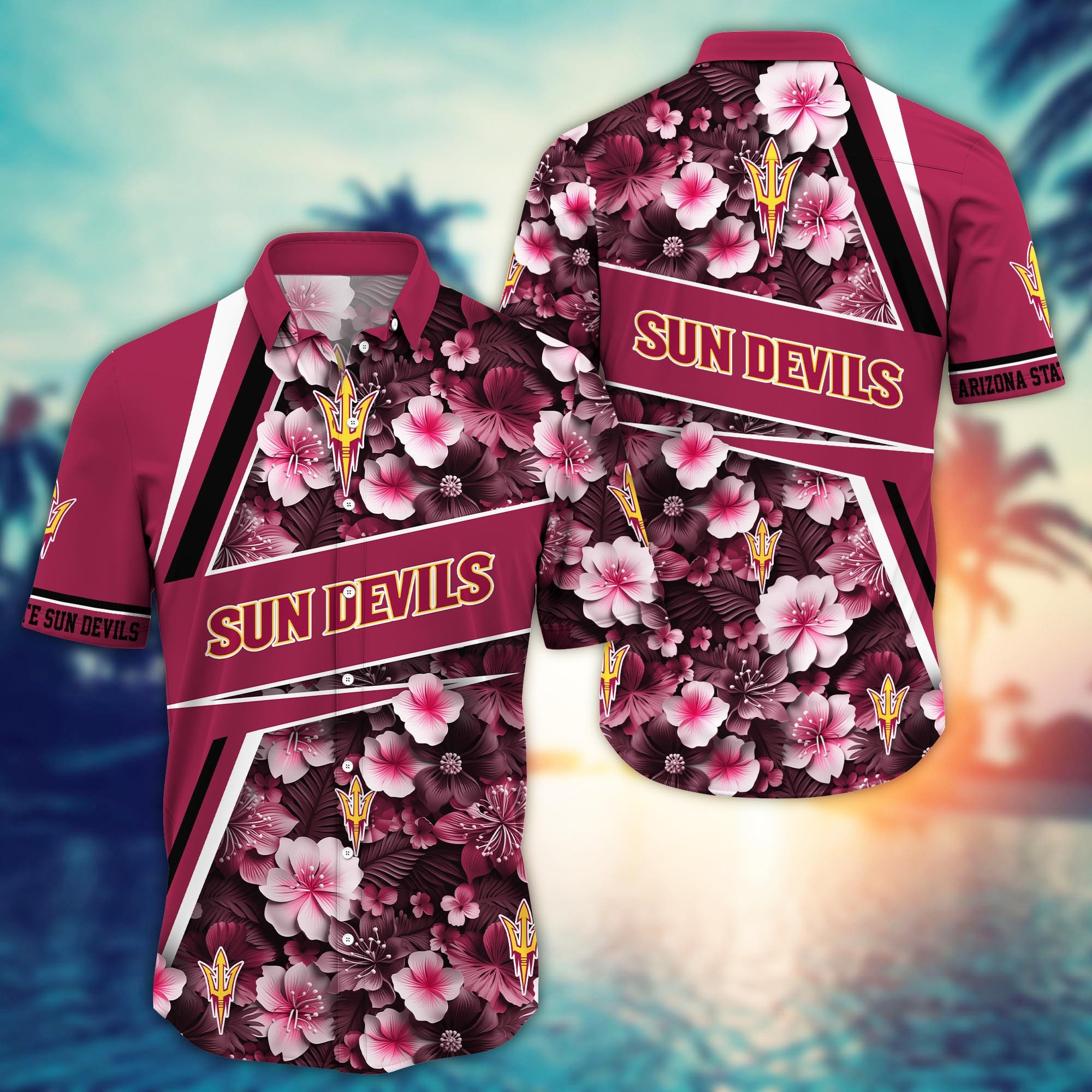 Arizona State Sun Devils Tropical Floral Aloha Hawaiian Shirt Arizona State Sun Devils Tropical Floral Aloha Hawaiian Shirt