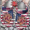 Atlanta Braves American Flag Breaking Wall Crocs Gift