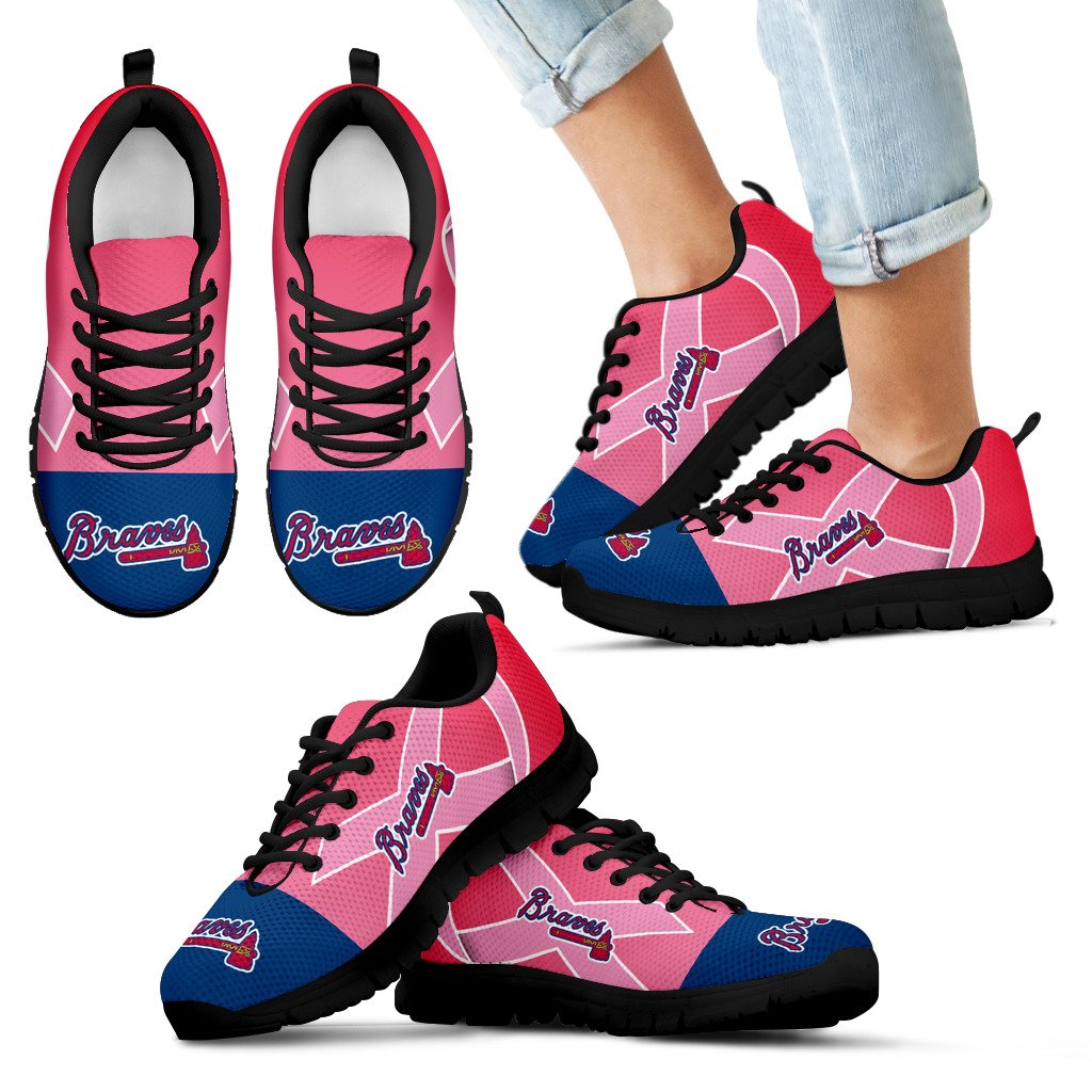Atlanta Braves Cancer Pink Ribbon Sneakers Atlanta Braves Cancer Pink Ribbon Sneakers