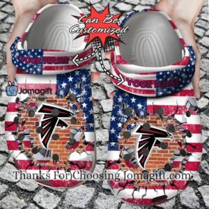 Atlanta Falcons American Flag Breaking Wall Crocs Gift