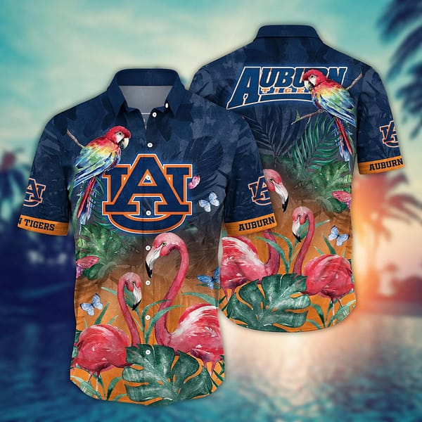 Auburn Tigers Flamingo Couple Hawaiian Shirt Auburn Tigers Flamingo Couple Hawaiian Shirt