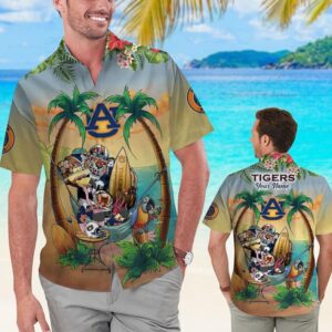 Auburn Tigers Party Flamingo Parrot In Beach Hawaiian Shirt