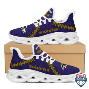 Baltimore Ravens Leather Surface Custom Name Max Soul Sneaker 22
