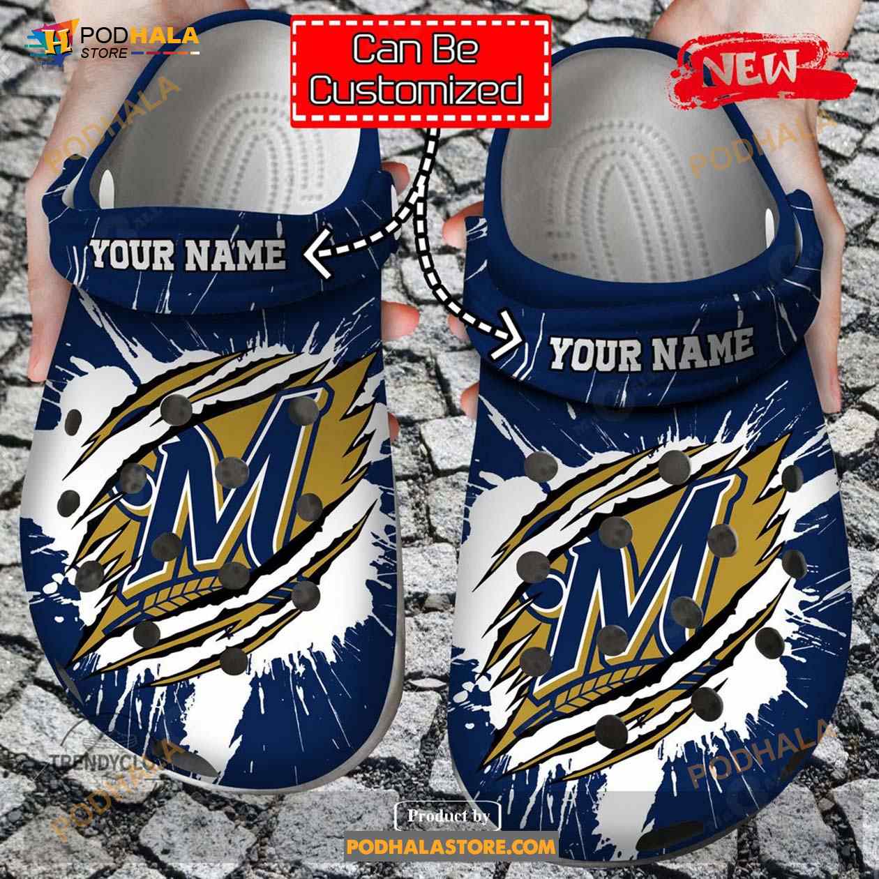 Baseball Mbrewers Ripped Claw For Man And Women Crocs Clog Shoes Baseball Mbrewers Ripped Claw For Man And Women Crocs Clog Shoes