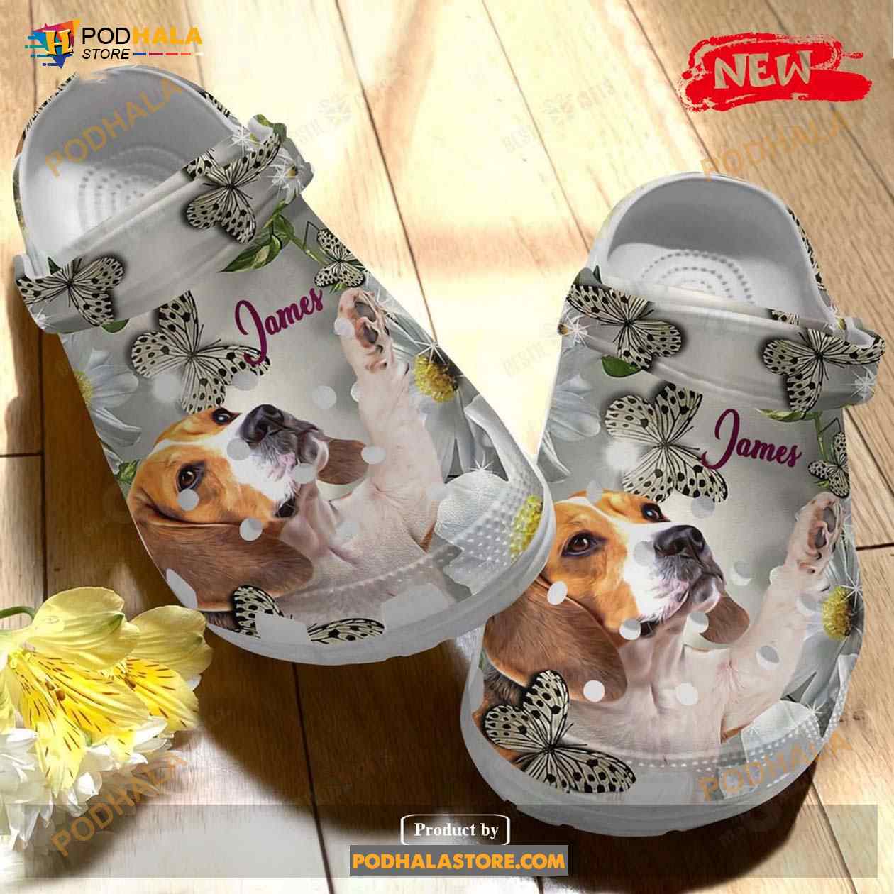 Beagle Classic Whitesole Beagle And Daisy Flower For Man And Women Crocs Clog Shoes Beagle Classic Whitesole Beagle And Daisy Flower For Man And Women Crocs Clog Shoes