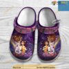 Beauty And The Beast Pink Flowers Purple Crocs Clog Shoes