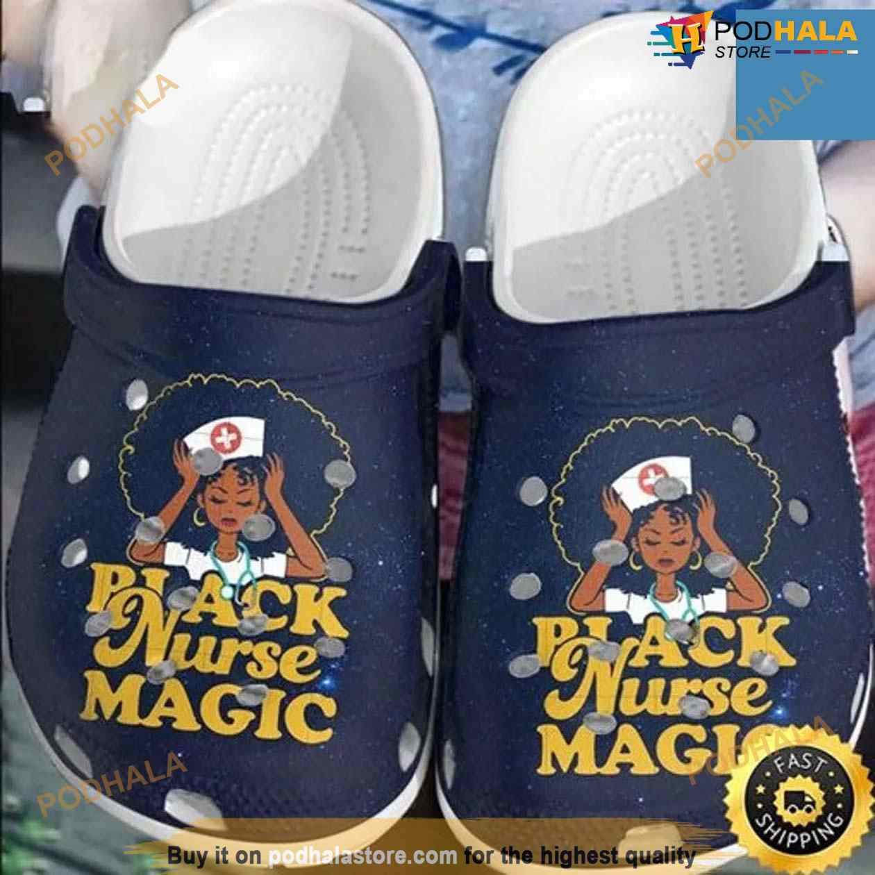 Black Nurse Magic Black Pride Crocs Crocband Clog Shoes Clog For Men Women Black Nurse Magic Black Pride Crocs Crocband Clog Shoes Clog For Men Women