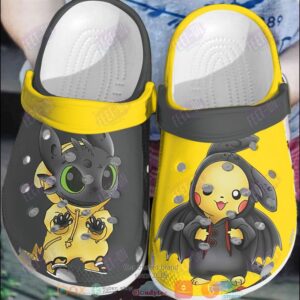 Black Stitch And Pikachu Halloween Crocband Crocs Clog Shoes