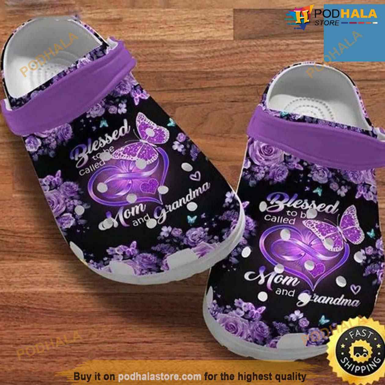 Blessed To Be Called Mom And Grandma Purple Infinity Heart Butterflies Rose Crocs Clog Shoes Blessed To Be Called Mom And Grandma Purple Infinity Heart Butterflies Rose Crocs Clog Shoes