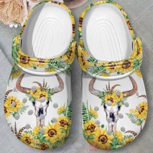 Boho Cow Skull Crocband Crocs Clog Shoes