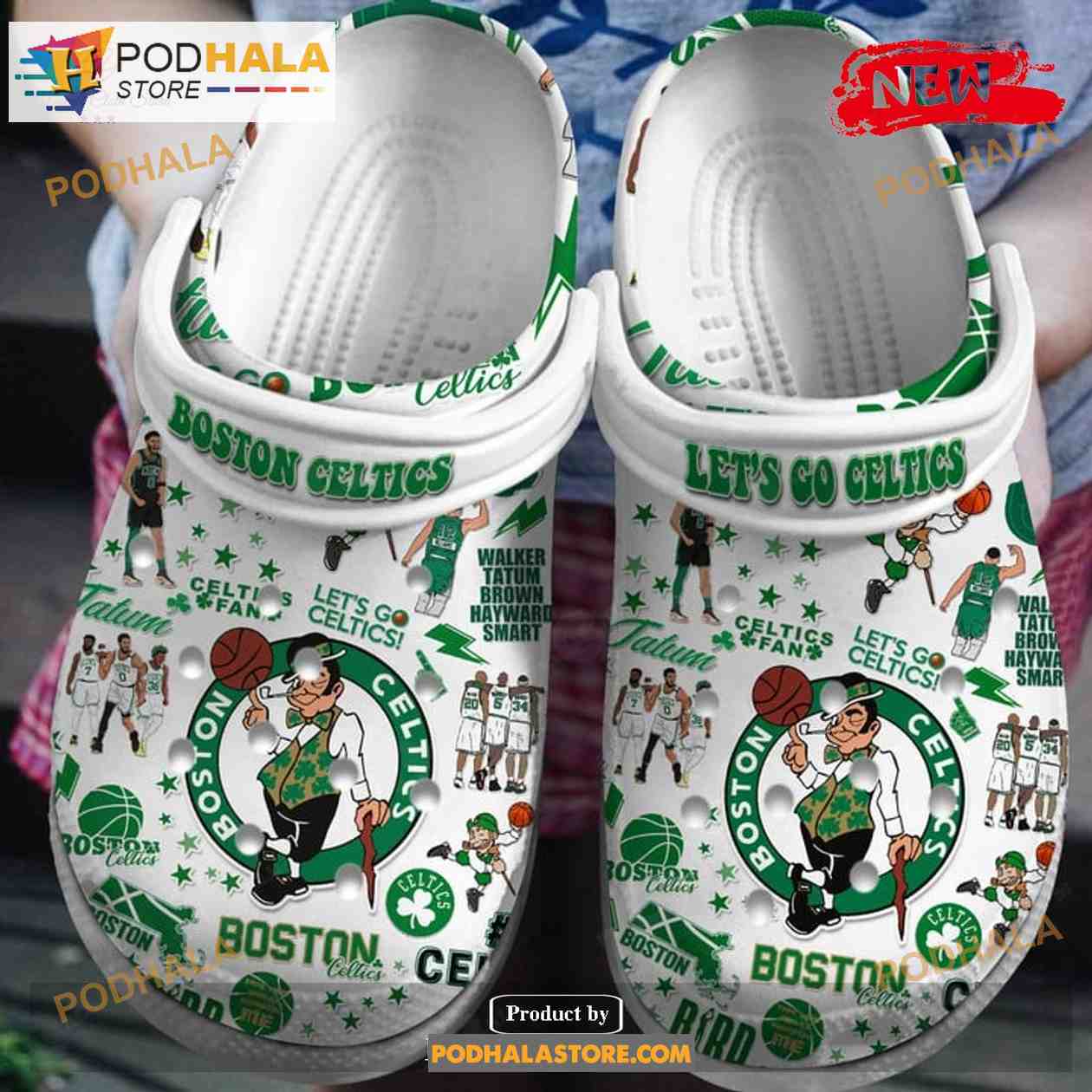 Boston Celtics 2023 NBA BTC LA White Crocs Classic Clog Shoes Boston Celtics 2023 NBA BTC LA White Crocs Classic Clog Shoes