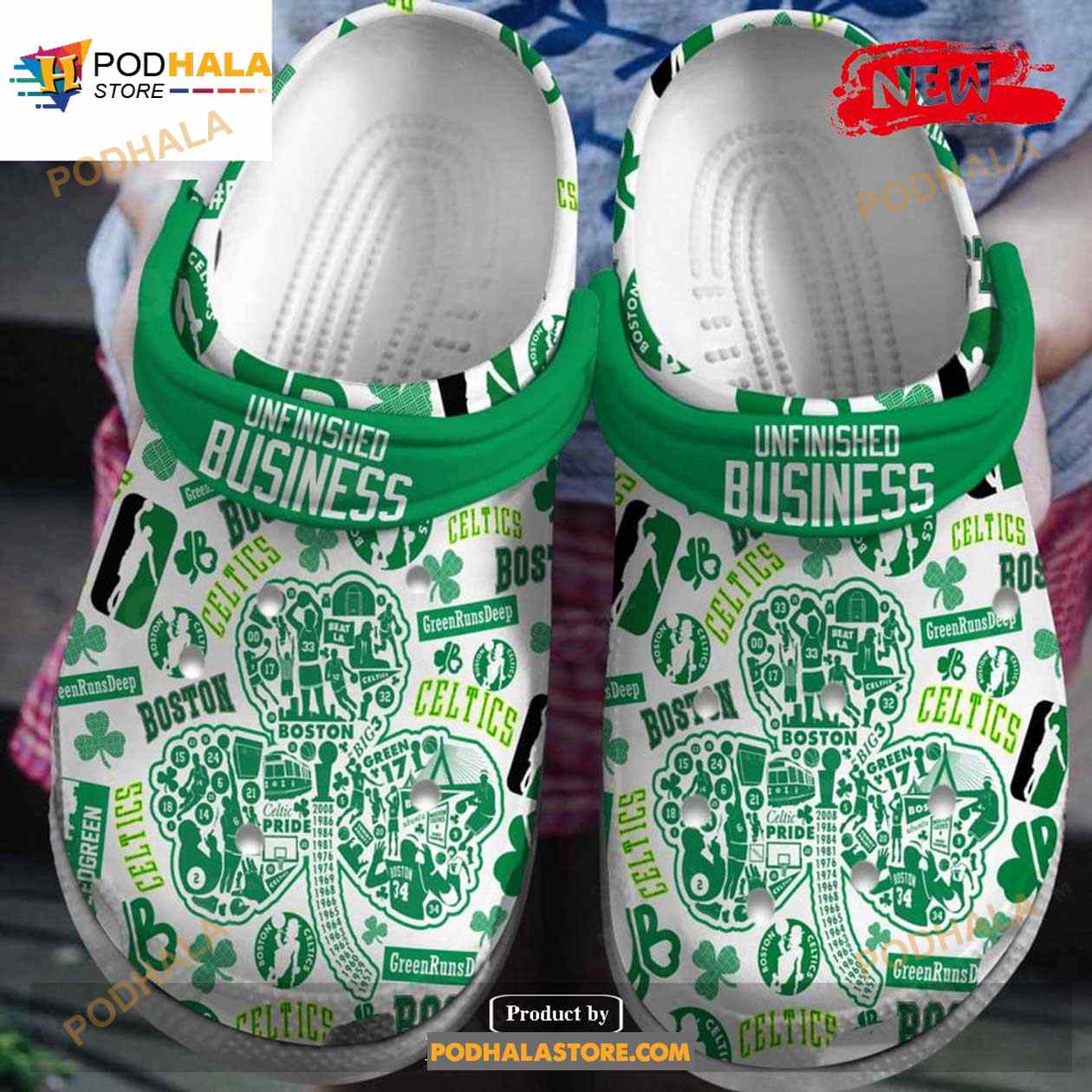 Boston Celtics 2023 NBA Unfinished Businees Crocs Classic Clog Shoes Boston Celtics 2023 NBA Unfinished Businees Crocs Classic Clog Shoes