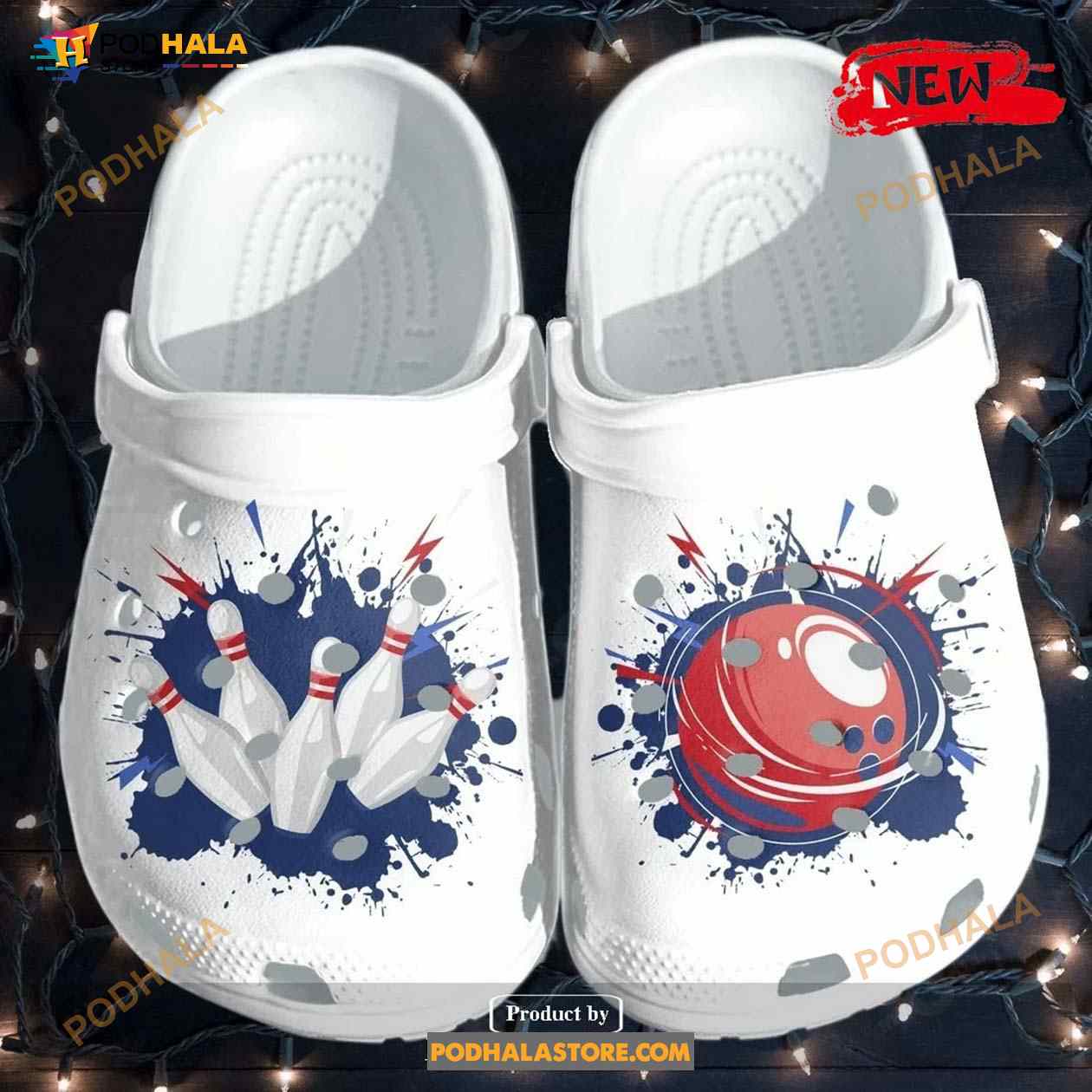 Bowling Hot Time White Crocs Classic Clog Shoes Bowling Hot Time White Crocs Classic Clog Shoes