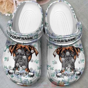 Boxer Dogs Custom Name Crocband Crocs Clog Shoes