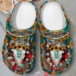 Bull Skull And Sunflower Crocband Shoes