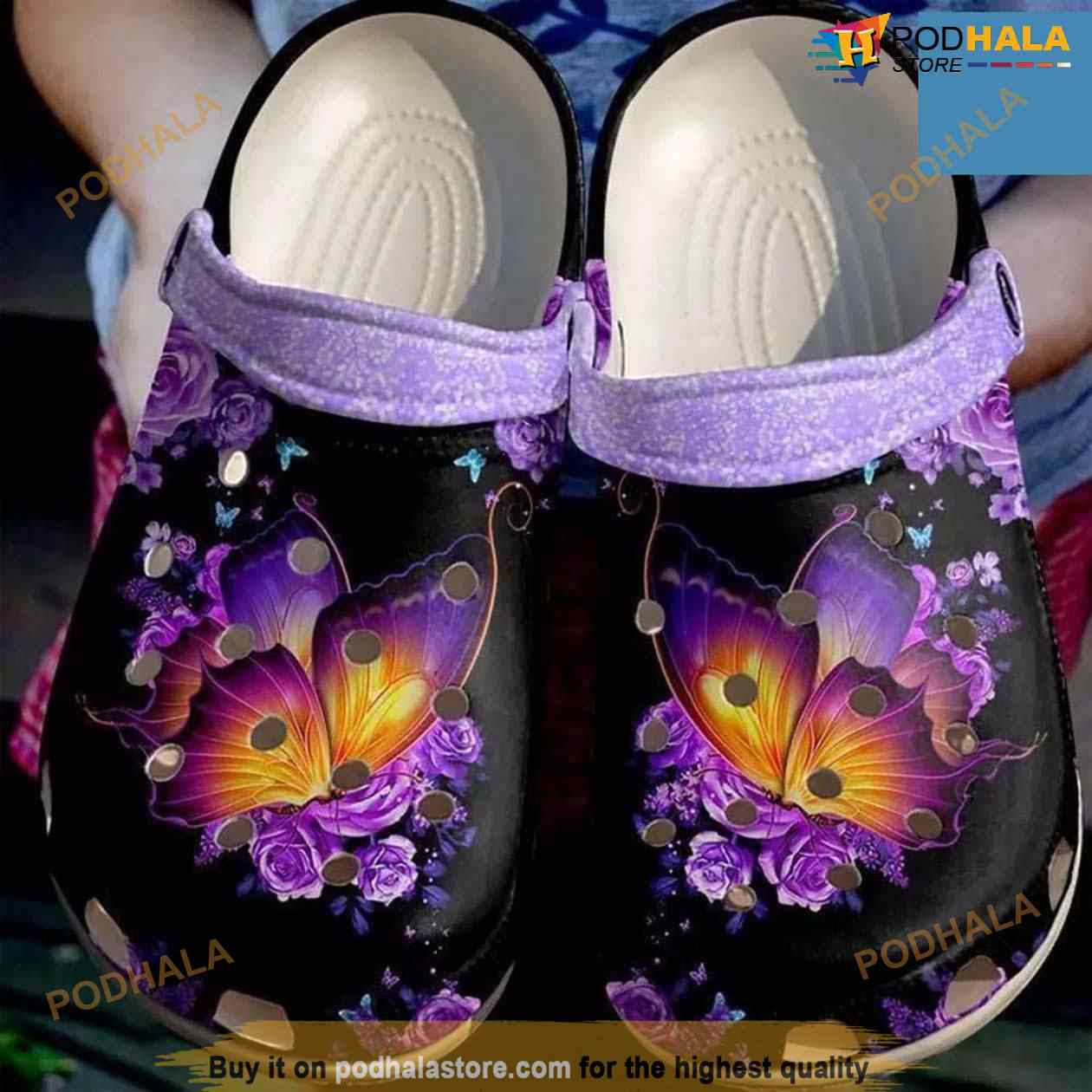 Butterfly With Flower Clog Crocs Clog Shoes Butterfly With Flower Clog Crocs Clog Shoes