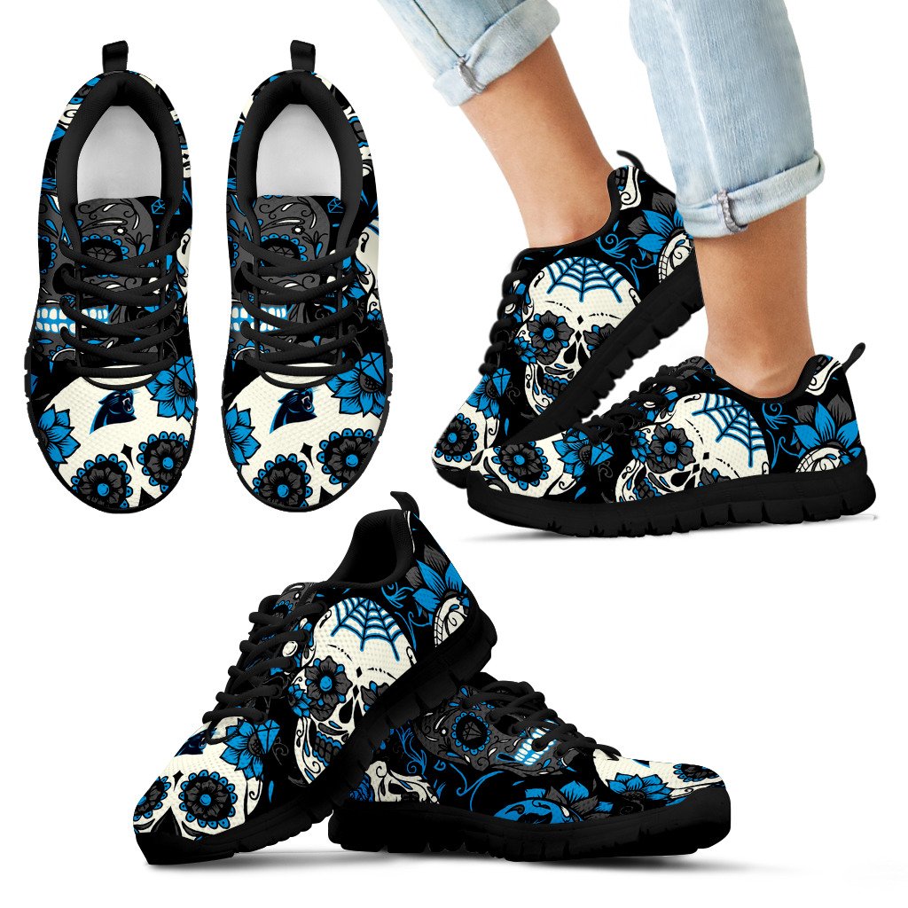 Carolina Panthers Colorful Sugar Skull Sneakers Carolina Panthers Colorful Sugar Skull Sneakers