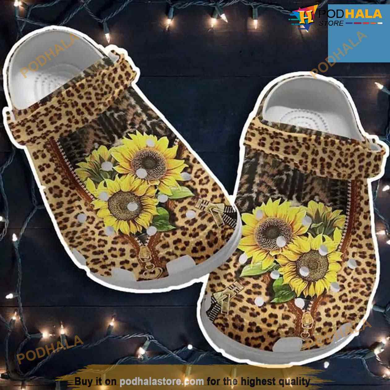 Cheetah Sunflower Crocs Shoes Custom Shoe Gifts For Mother Day Cheetah Sunflower Crocs Shoes Custom Shoe Gifts For Mother Day