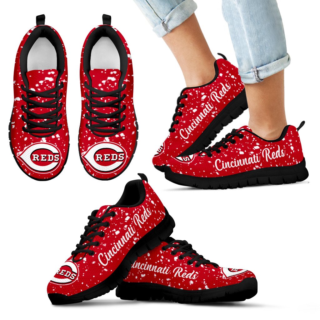 Christmas Snowing Incredible Pattern Cincinnati Reds Sneakers Christmas Snowing Incredible Pattern Cincinnati Reds Sneakers